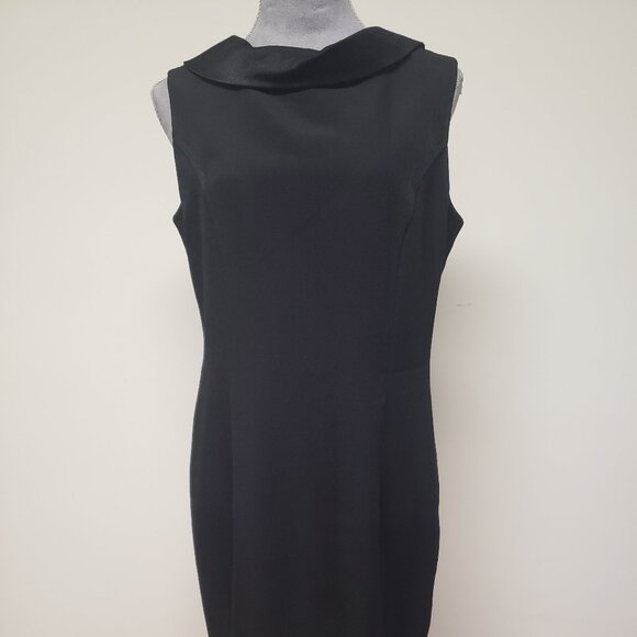 Classic Black Sheath Dress with Long Satin Tie - Picture 1 of 14